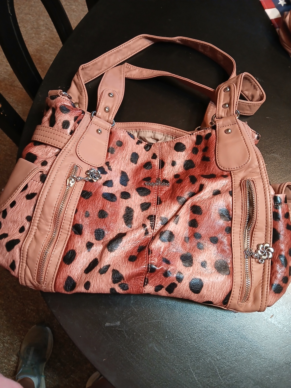 Angel Kiss Pink Leopard-Print Hobo Bag